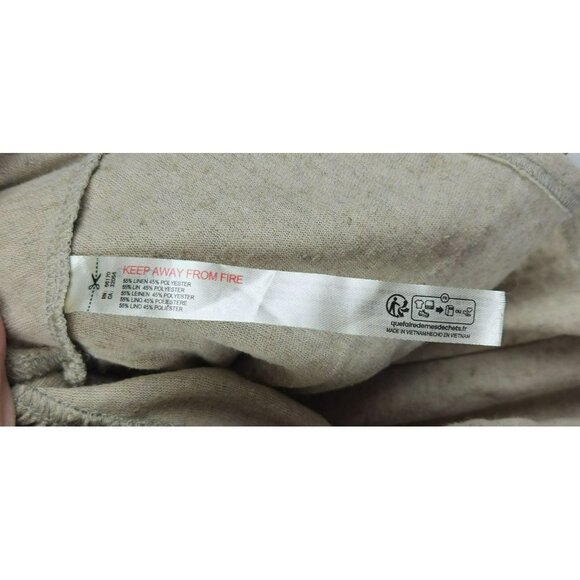 FP Beach Ruffle Linen Blend Shirt Top Blouse Womens M Short Sleeve Boxy Oversize - Picture 3 of 10